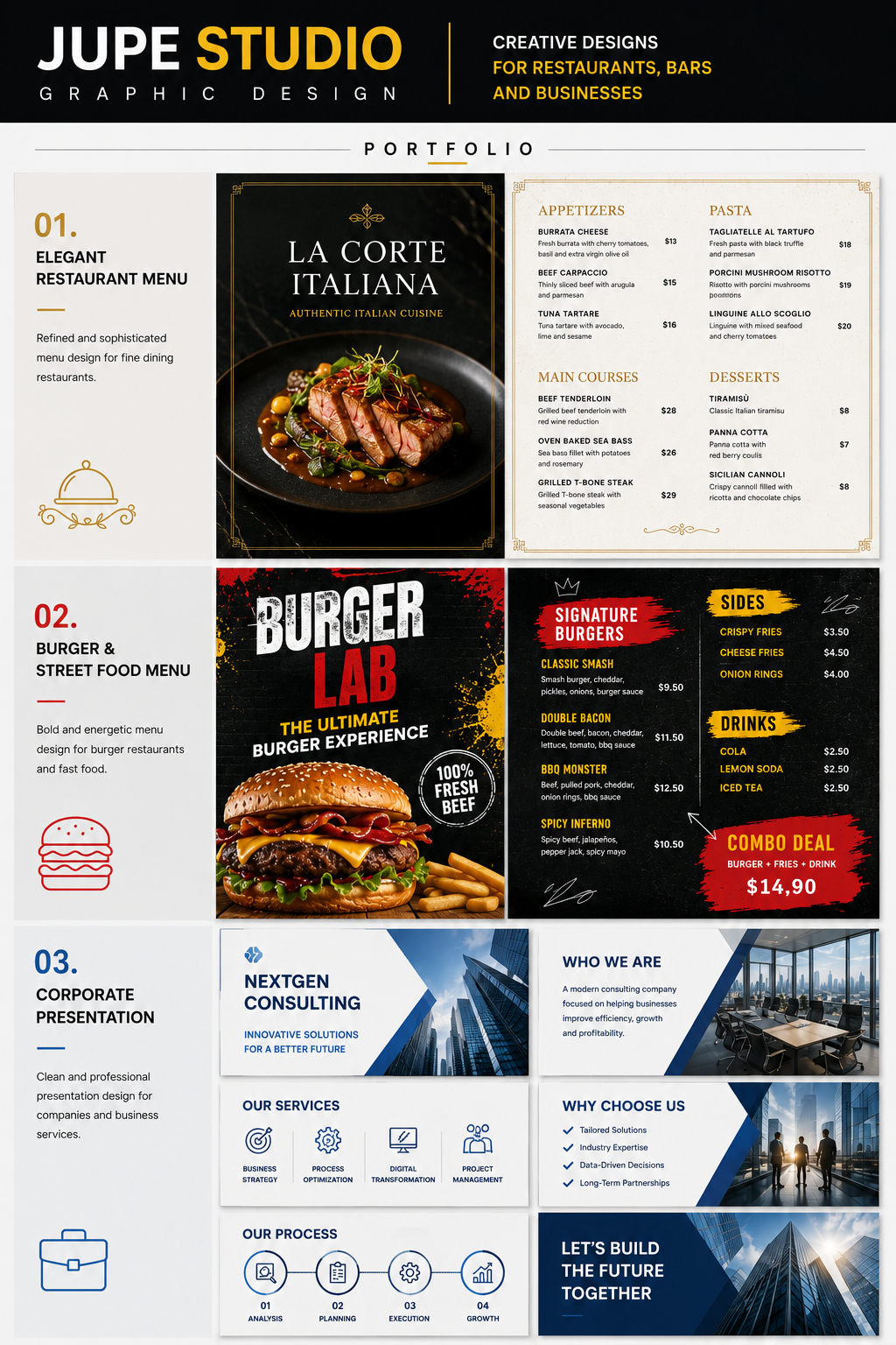 Kreative Designs für Restaurants, Bars & Unternehmen
